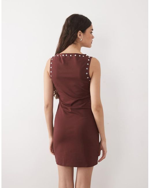 ASOS Red Sleeveless Mini Dress With Stud Details
