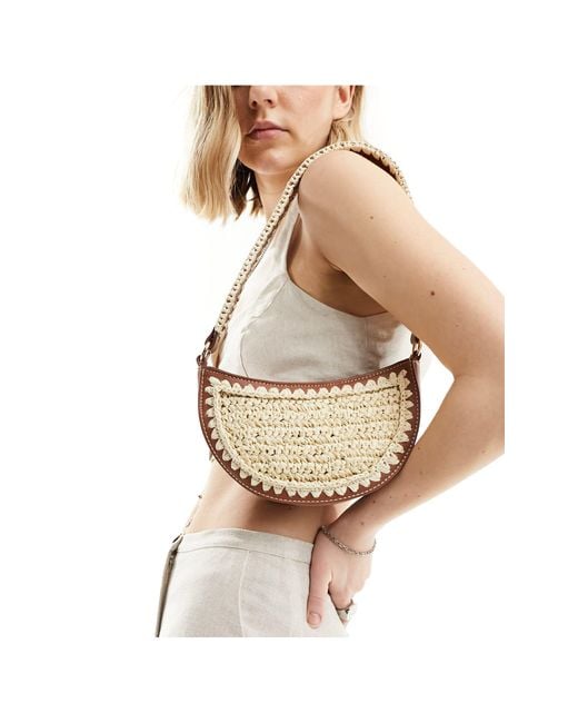 ASOS Natural Shoulder Bag With Hand Crochet Weave