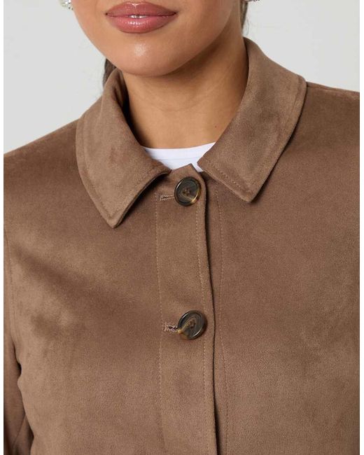 Threadbare Natural Cropped Button Up Suedette Shacket