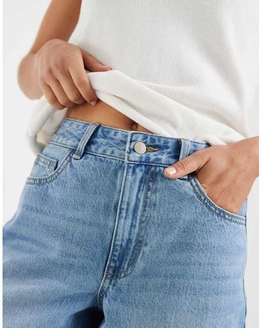 Aware Blue High Waist Denim Bermuda Shorts