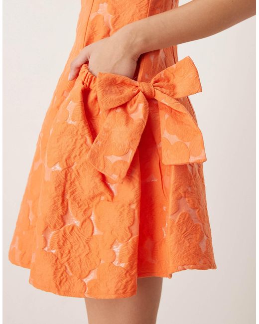 Sister Jane Orange Dream Jacquard Bow Mini Dress
