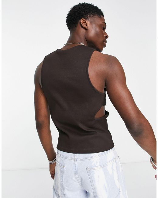 Collusion Ribbed Vest With Cut Out 