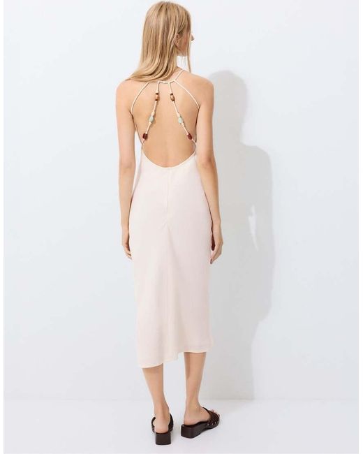 Stradivarius White Embellished Back Shift Dress