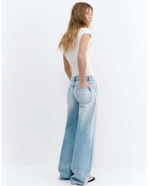 Pull&Bear Blue Mid-rise baggy Jeans