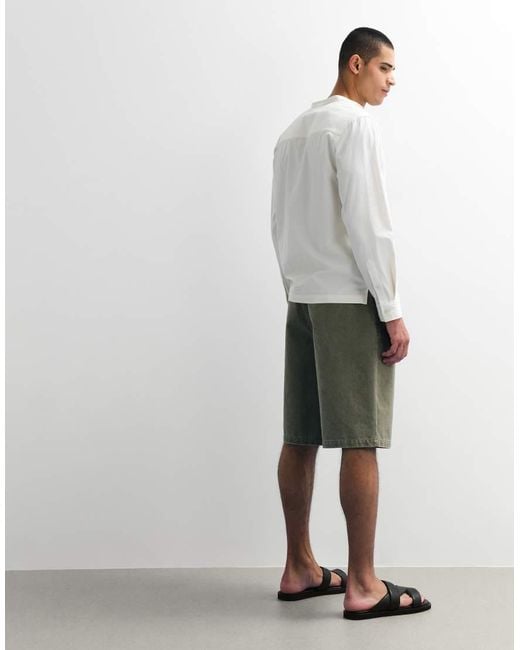 ASOS White Mid Length Canvas Jorts With Pleat Styling for men
