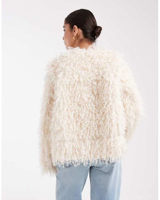 South Beach White Reversible Mongolian Faux Fur Suede Jacket
