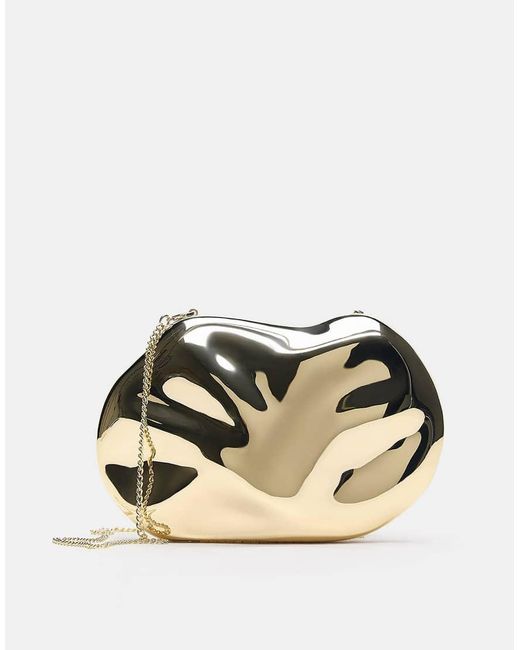 Pull&Bear Natural Metallic Box Bag