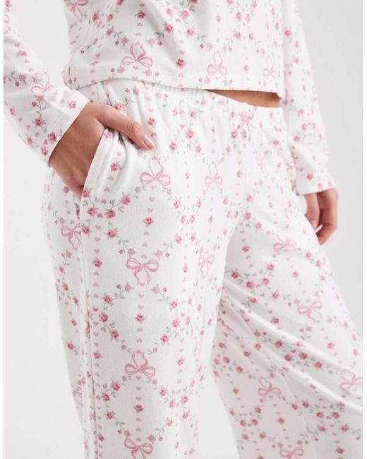 Hollister Pink Low Rise Wide Leg Pyjama Bottoms Co-ord