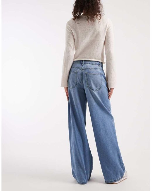 Vero Moda Blue Remy Mid Rise Wide Leg Jeans