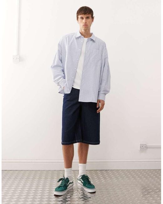 Collusion Blue Boxy Long Sleeve Skate Shirt for men