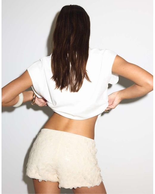 Stradivarius White Micro Sequin Shorts