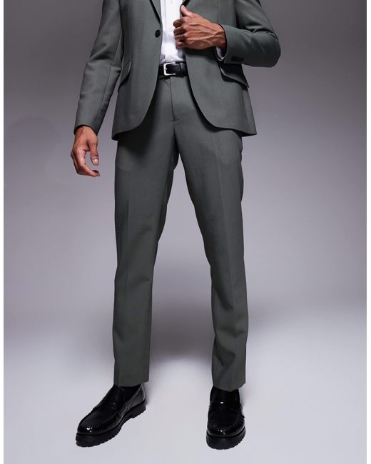 River Island Gray Skinny Suit Trousers for men