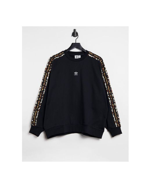 Leopard luxe - sweat-shirt oversize avec trois bandes léopard Adidas Originals en coloris Black
