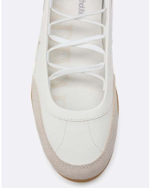 Stradivarius White Sporty Bow Ballet Flats