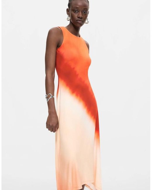 Desigual Orange Sleeveless Knit Dress