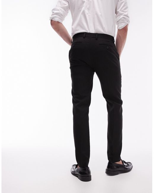 Topman – strukturierte anzughose mit engem schnitt in Black für Herren