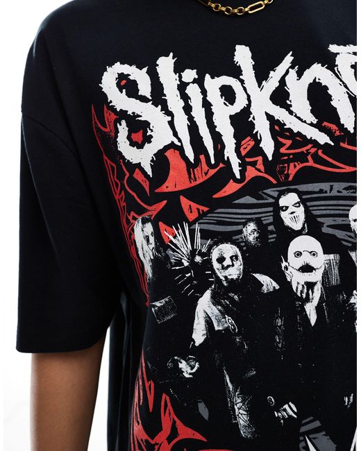 ASOS Black Unisex Oversized Graphic T-shirt With Slipknot Prints