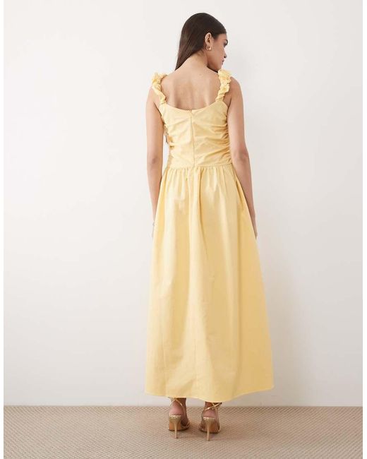 Nobody's Child Natural Victoria Cotton Ruched Bodice Twist Strap Maxi Dress