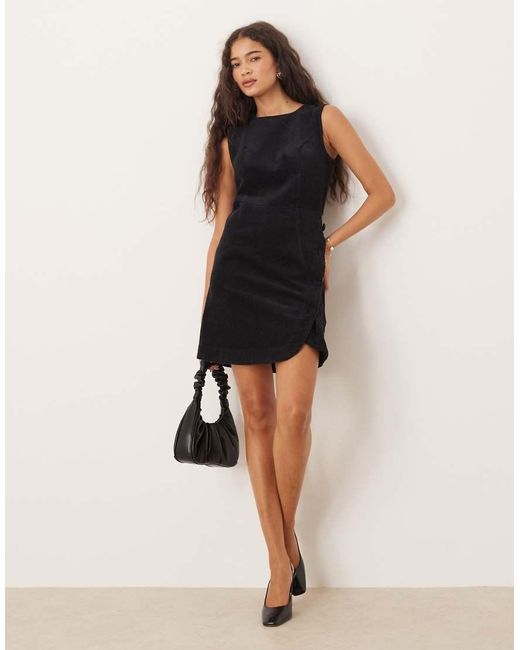 Nobody's Child Black Birch Tailored Cord Pinafore Mini Dress