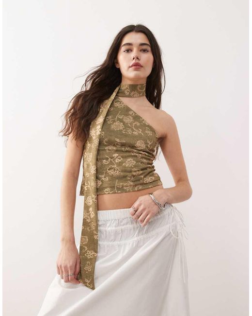 Top Monospalla A Fiori Vintage Con Foulard di Reclaimed (vintage) in Green