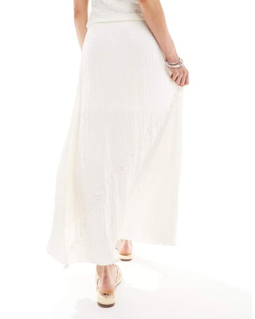 Miss Selfridge White Textured Jersey Asym Boho Maxi Skirt Co Ord