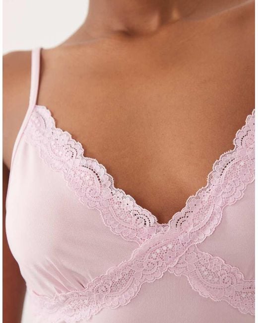 ASOS Brown Slinky Lace Trim Cami Top