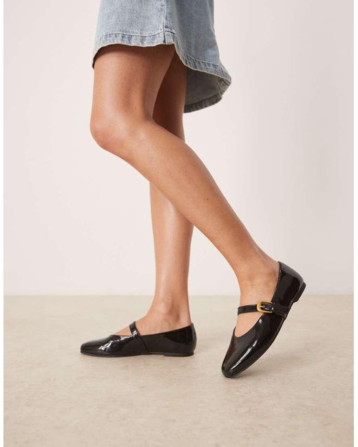 ASOS Black Wide Fit Leah Mary Jane Ballets