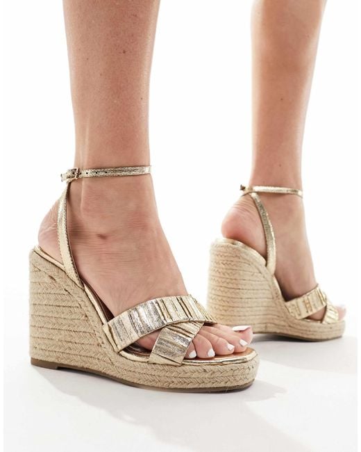 ASOS Natural Tiptoe Cross Strap Espadrille Wedge