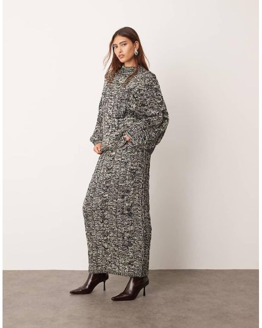 ARRANGE Rechte Kabelgebreide Midi Rok Met in het Gray