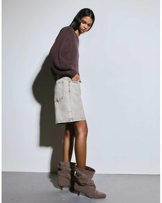 Bershka Gray baggy Denim Shorts