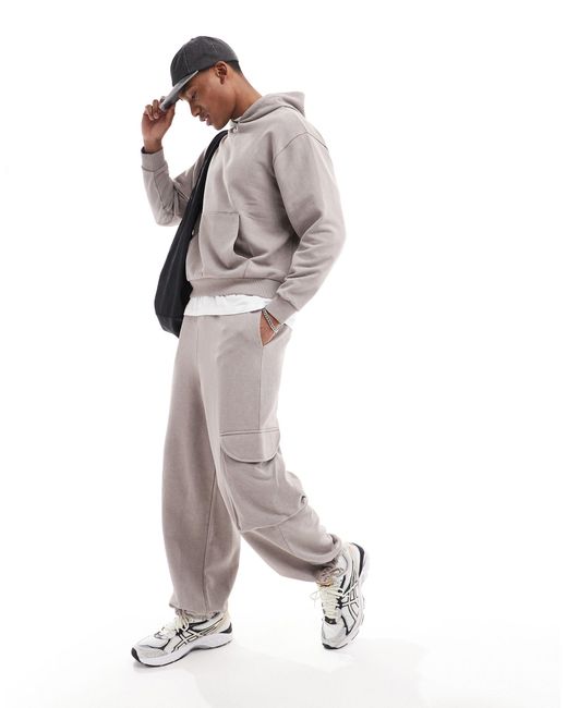 ASOS Gray Oversized Co-ord jogger With Cargo Pockets for men
