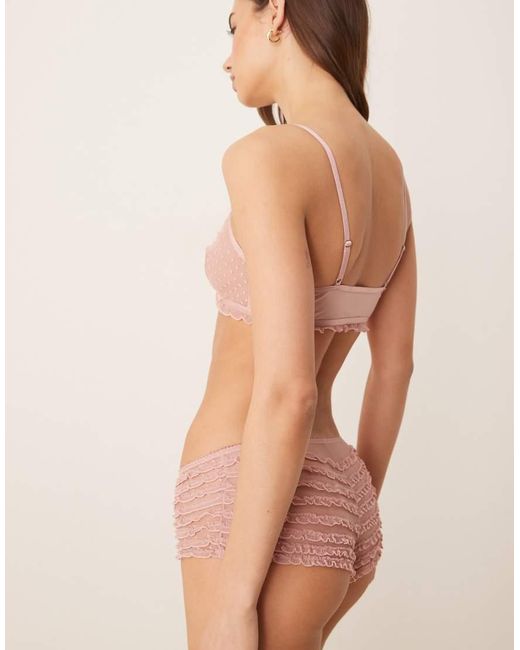 ASOS Multicolor Jessie Spot Embroidery Frill Mesh Hipster Short