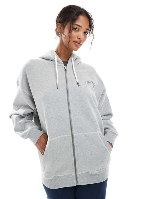 Superdry Gray Athletic Essential Oversized Zip Hoodie