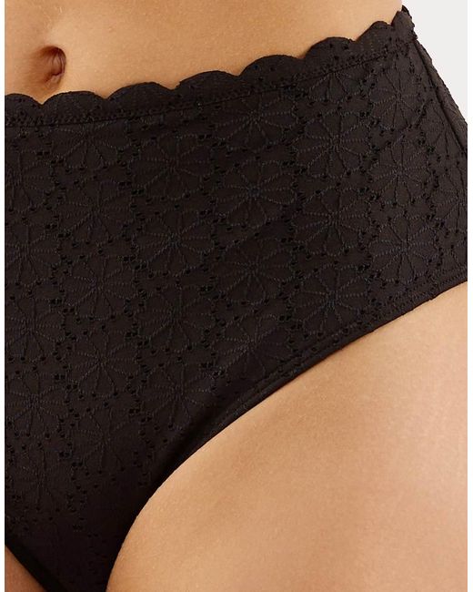 Peek & Beau Black Nikki Broderie Scallop High Waist Bikini Brief