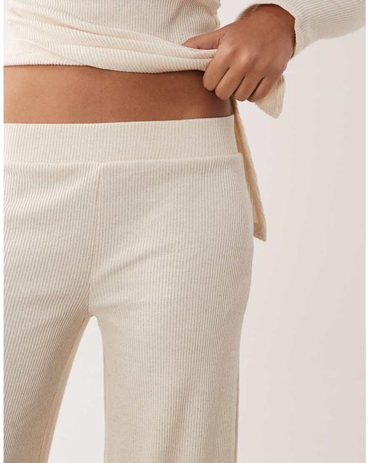 ASOS Natural Ribbed Wide Leg Trouser Co-ord
