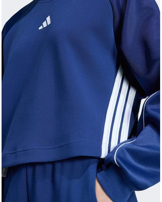 Adidas Originals Blue Stadium 3-stripes Crewneck Sweatshirt