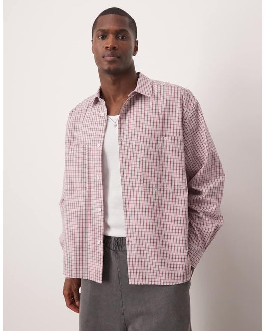 Camicia Squadrata Oversize A Quadri di ASOS in Pink da Uomo