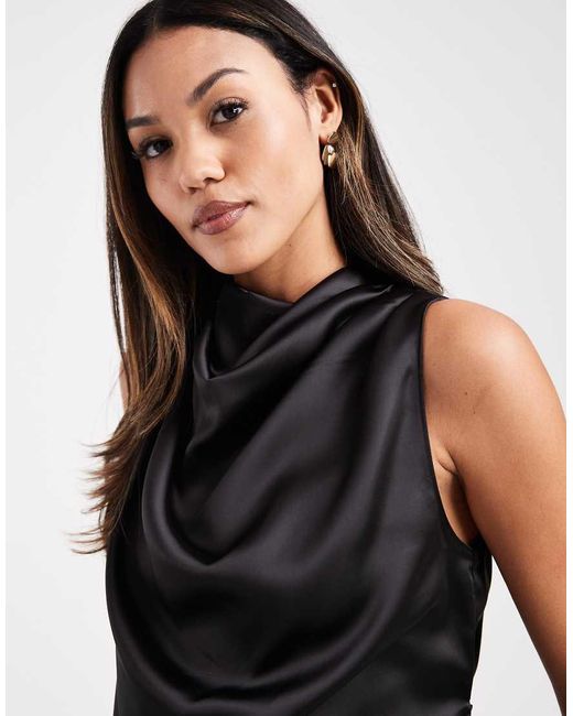 ASOS Black Asos Design Maternity Sleeveless Cowl Top With Tie Detail