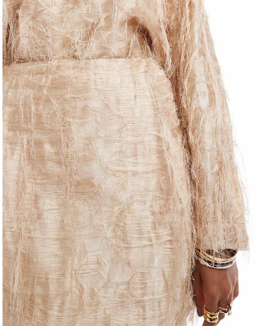 & Other Stories Natural – minirock aus haarig strukturiertem jacquard