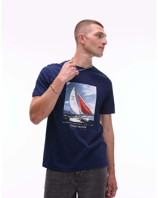 Tommy Hilfiger Blue Sailing Graphic T-shirt for men