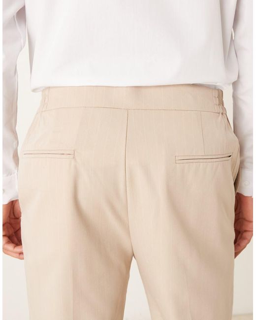 ASOS Natural Tapered Dress Pants With Elastic Waist for men