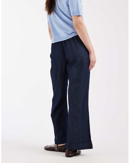 New Look Blue Wide Leg Chambray Denim Pants