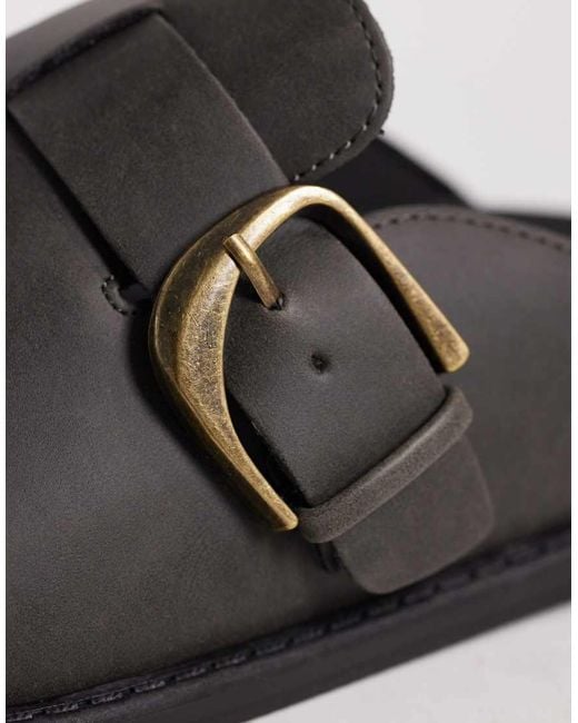 ASOS Brown Mules With Buckled Strap for men