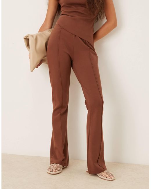 ASOS Natural Mid Rise Skinny Flare Interlock Trouser Co Ord