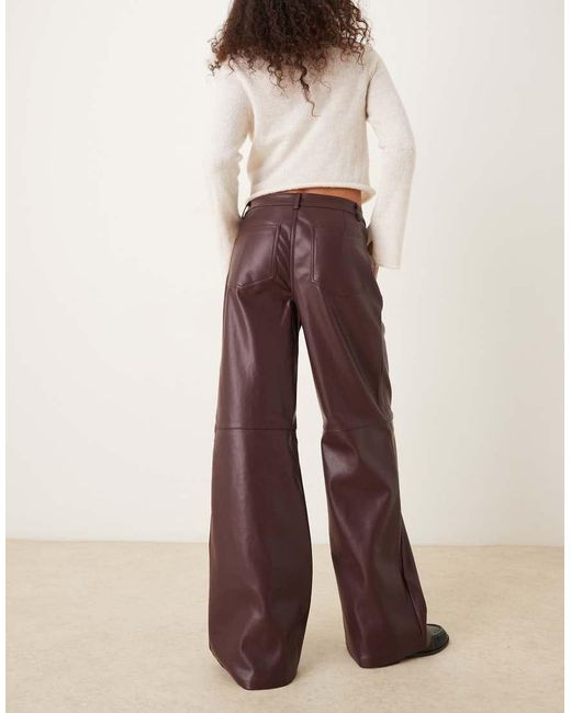 Gina Tricot Brown Pu Straight Leg Trousers