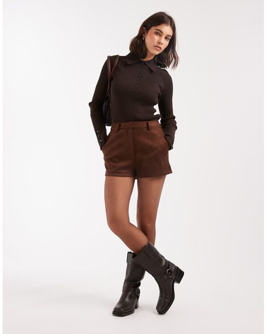 ASOS Brown Suedette Micro Shorts