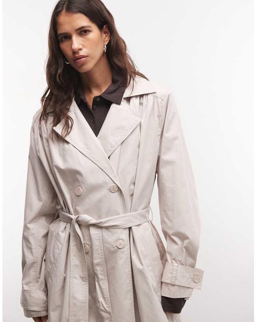 Monki Natural Longline Trench Coat