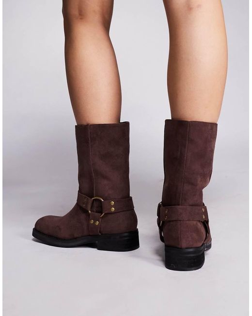 Public Desire Brown Sienna Biker Boots