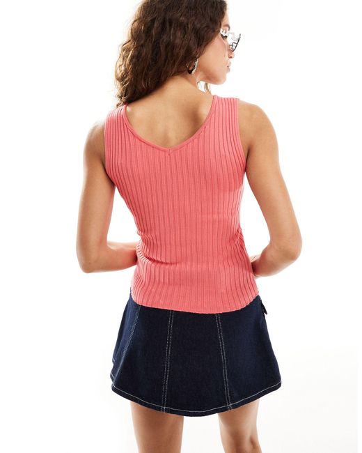 Noisy May Red Knitted Tank Top