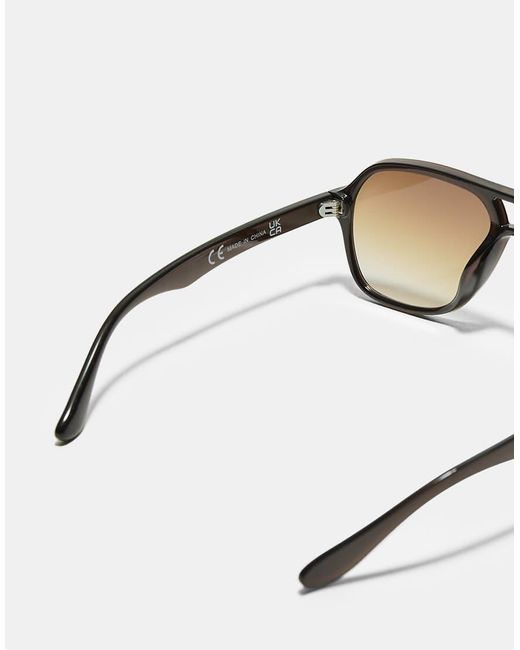 Stradivarius Brown Double Bridge Resin Sunglasses